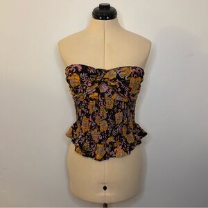 Free People One More Time Tube Top in Twilight Combo, Strapless Smocked Peplum L